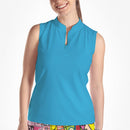 AQUA SLEEVELESS QUARTER ZIP TOP