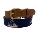 Shrimp and Boats Hand-stitched Needlepoint Belt by Charleston Belt