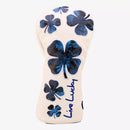 Black Clover Live Lucky Driver Headcover - Live Lucky White & Navy Flower Clover Golf