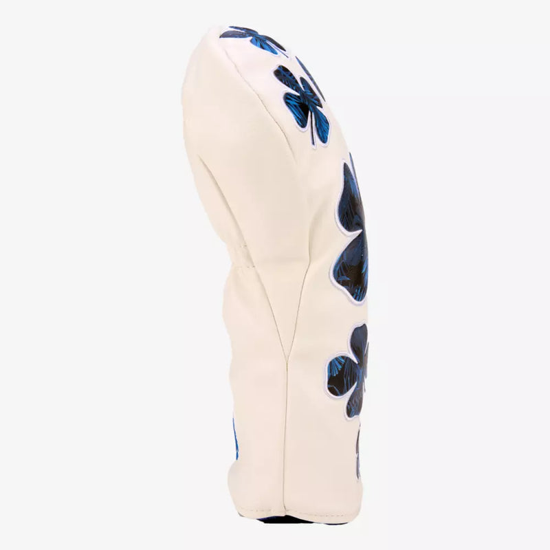 Black Clover Live Lucky Driver Headcover - Live Lucky White & Navy Flower Clover