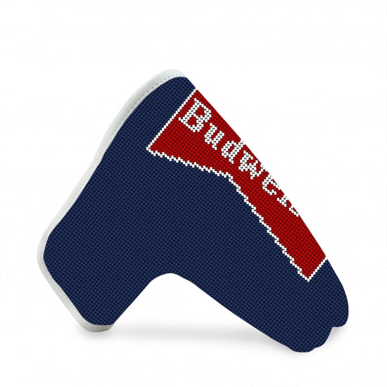 Smathers & Branson: Needlepoint Putter Headcover - Budweiser Vintage Bowtie (Navy/White Leather)