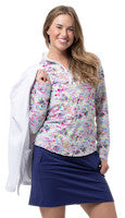 SanSoleil: Ladies Soltek Lux Long Sleeve Print Mock - 900621