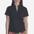 BLACK POLO QUARTER ZIP TOP