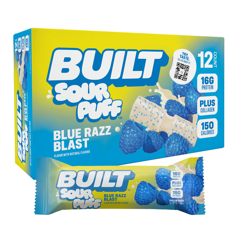 Blue Razz Blast Protein Bars (Box of 12) by Built