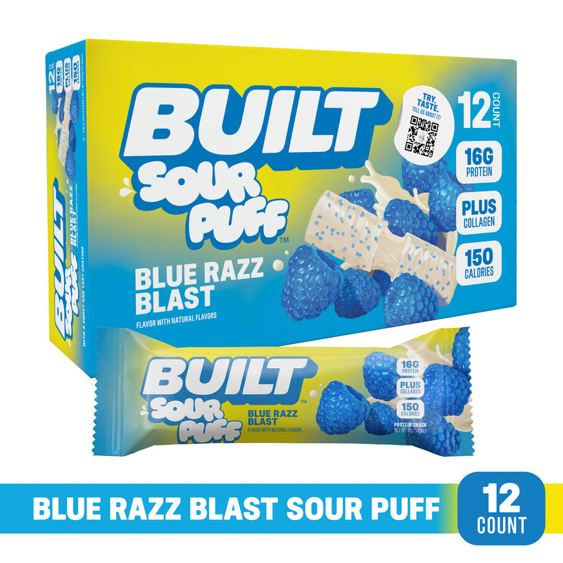 Blue Razz Blast Protein Bars (Box of 12) by Built
