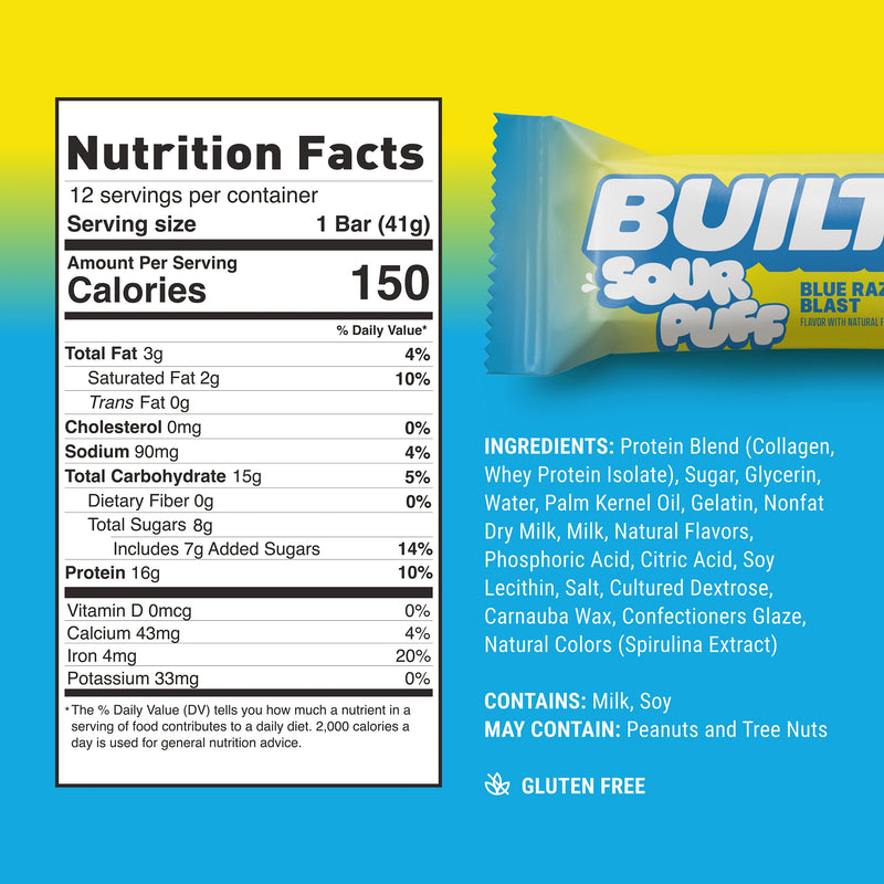 Blue Razz Blast Protein Bars (Box of 12) by Built