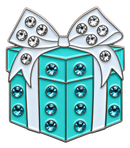Blue Gift Box Ball Marker & Hat Clip with Crystals by ReadyGOLF