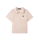 Cable Knit Polo Sweater in Beige