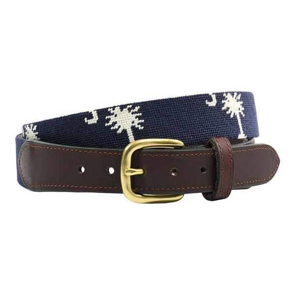 Carolina Crescent Palmetto Hand-stitched Needlepoint Belt by Charleston Belt