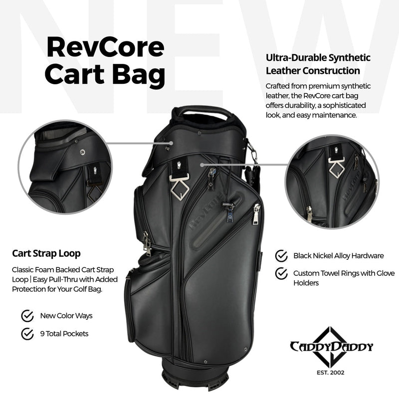 RevCore Lux Golf Cart Bag | 14 Way Velvet Lined Dividers