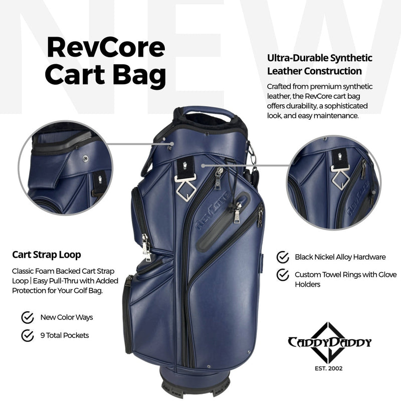 RevCore Lux Golf Cart Bag | 14 Way Velvet Lined Dividers