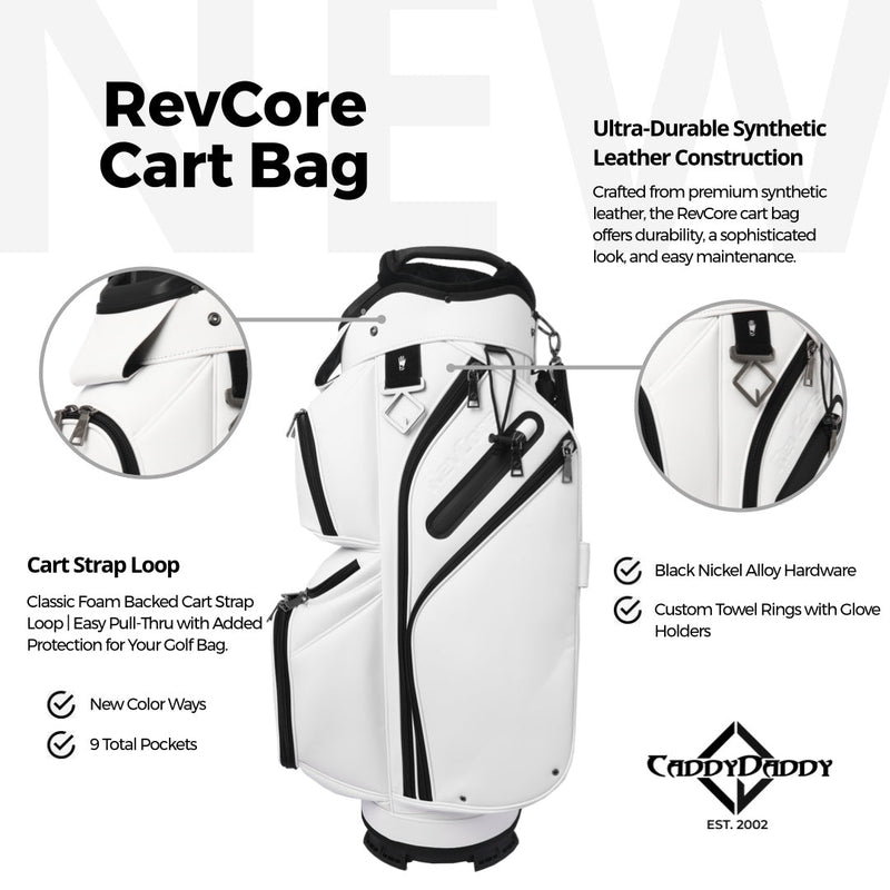 RevCore Lux Golf Cart Bag | 14 Way Velvet Lined Dividers