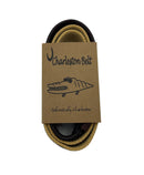 South Carolina Crescent Moon Palmetto Navy on Khaki Belt by Charleston Belt