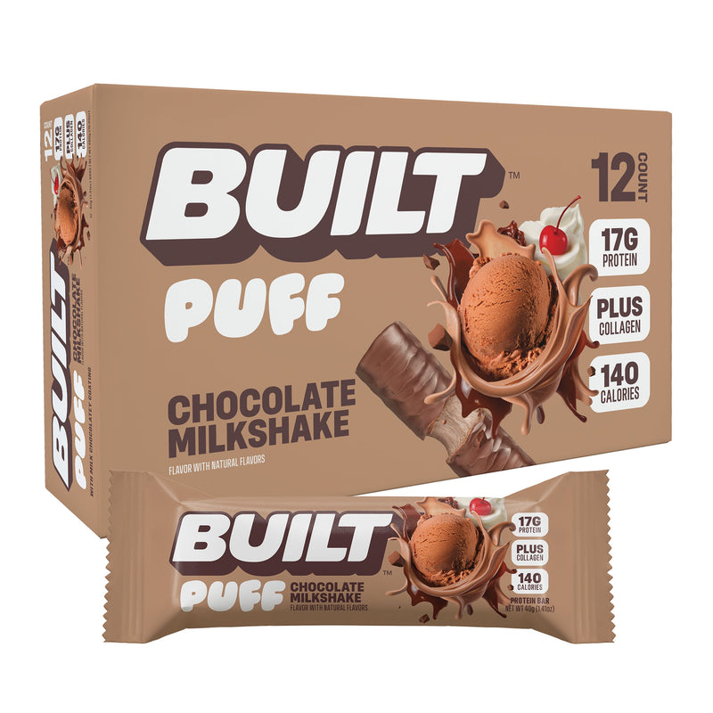 Chocolate Milkshake Puff Protein Bars (Box of 12) by Built