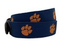 Clemson University Tigers - Officially Licensed - Orange Paw Embroidery on Navy Blue Canvas Web Belt