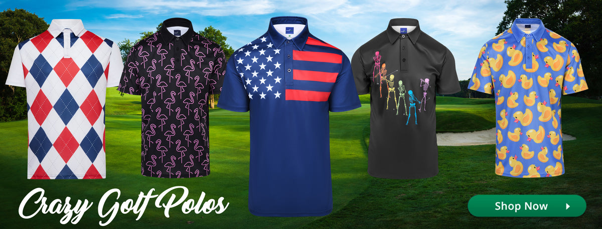 A visually appealing image showcasing Crazy Golf Polos with a stylish and trendy design