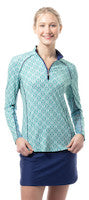 SanSoleil: Ladies UPF 50 SolCool Mock w/ Piping - 900445P