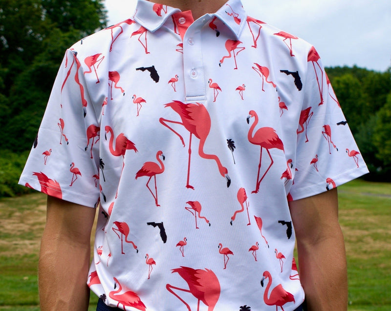 Florida Flamingo Golf Shirt by 1803 Sports