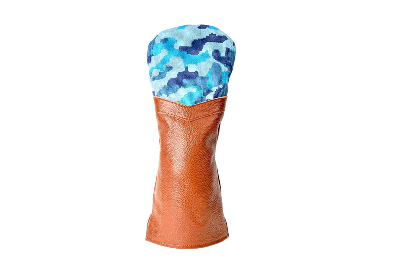 Blue Camouflage Needlepoint Wood Headcover