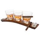 The Wine Savant Glass & Coaster & with 3 Whiskey Glasses Slot to Hold, Whiskey Glass Gift Set, Rest, Accessory Set Gift for Dad, Men Home Office Decor Gifts, Gifts for Dad