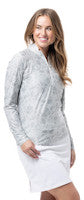 SanSoleil: Ladies Solmelange Longsleeve 1/4 Zip Print Mock - 900453P