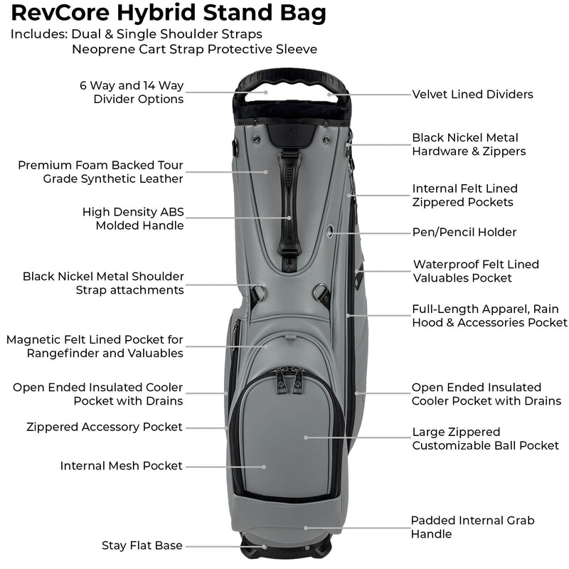 RevCore Lux Golf Hybrid Stand Bag | 6 & 14 Way Divider Options