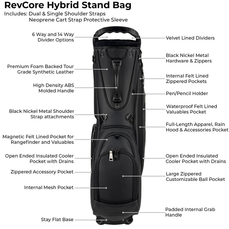 RevCore Lux Golf Hybrid Stand Bag | 6 & 14 Way Divider Options