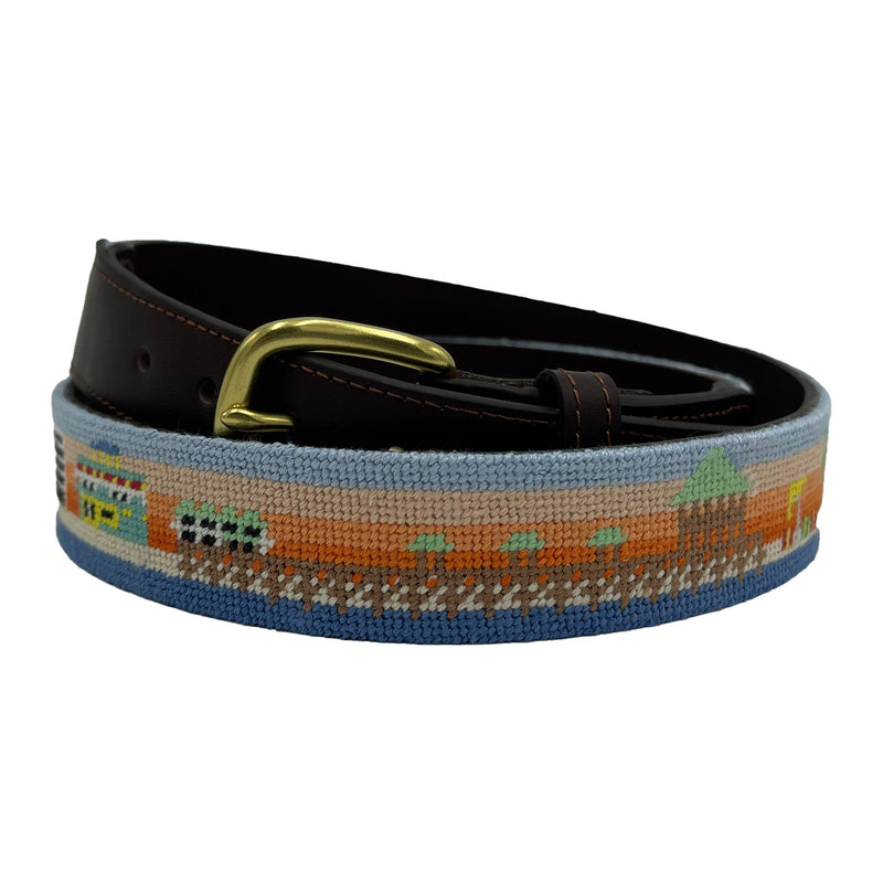 Folly Beach Sunrise Hand-stitched Needlepoint by Charleston Belt