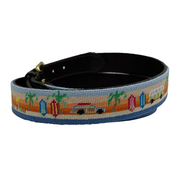 Folly Beach Sunrise Hand-stitched Needlepoint by Charleston Belt