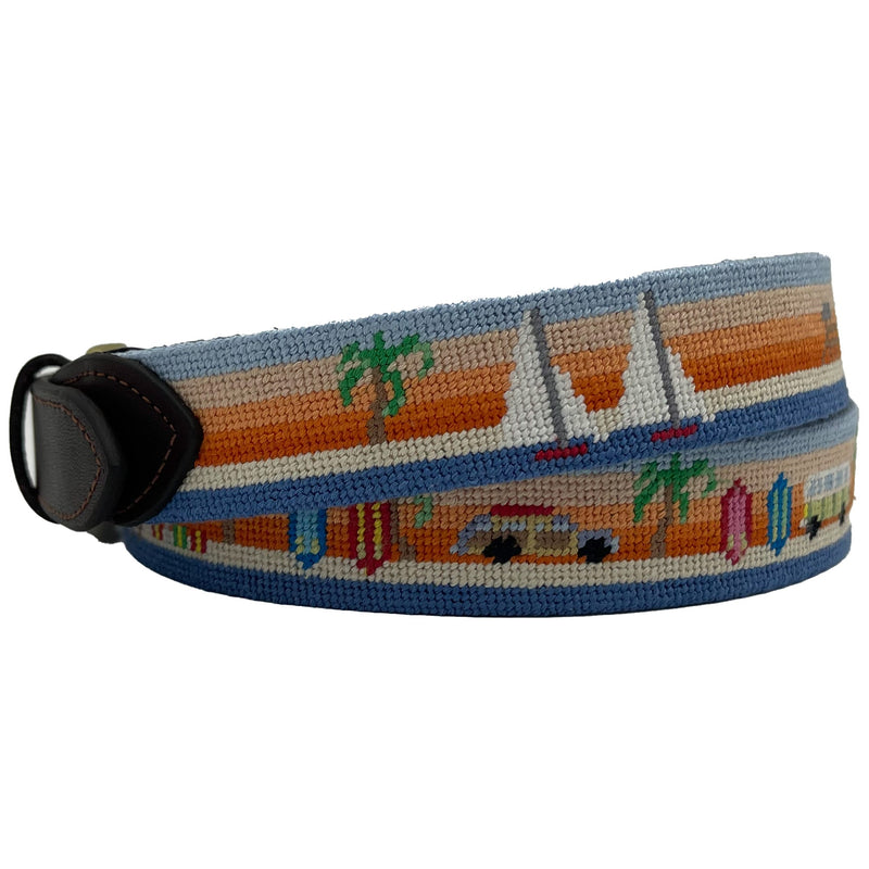 Folly Beach Sunrise Hand-stitched Needlepoint by Charleston Belt