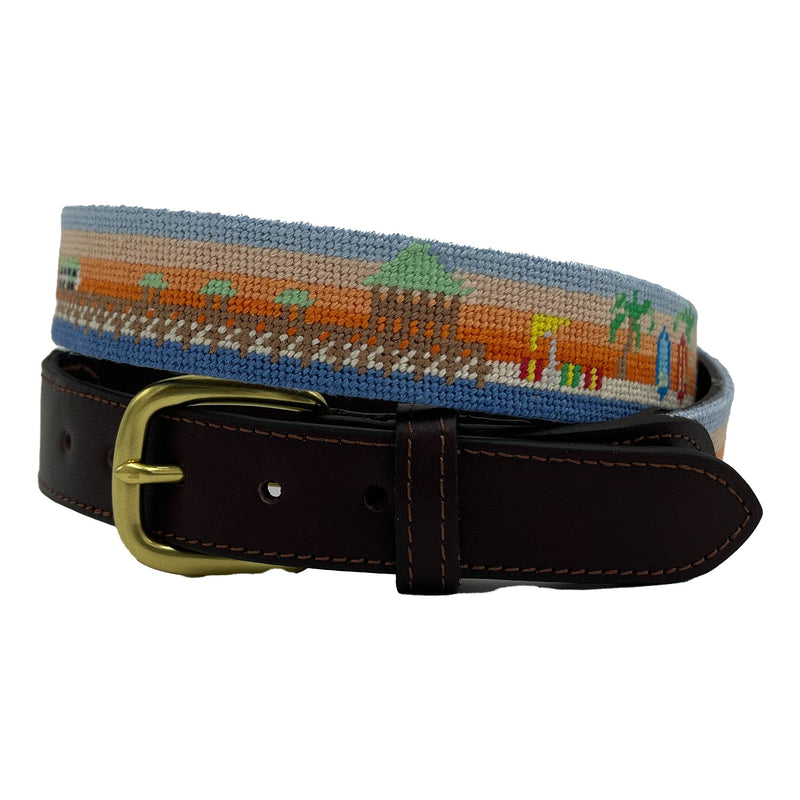Folly Beach Sunrise Hand-stitched Needlepoint by Charleston Belt
