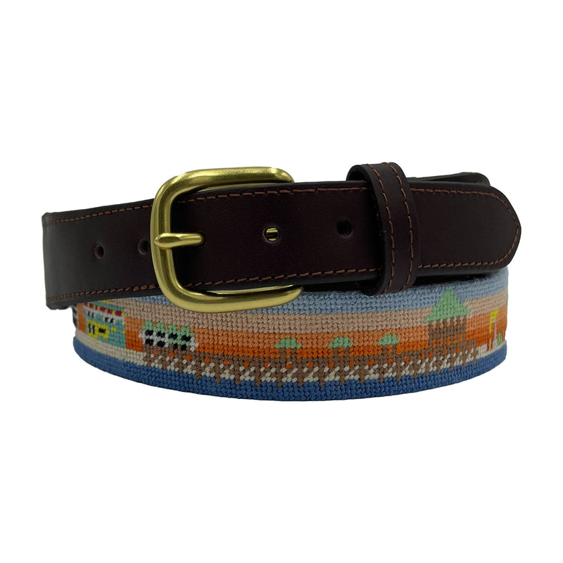 Folly Beach Sunrise Hand-stitched Needlepoint by Charleston Belt
