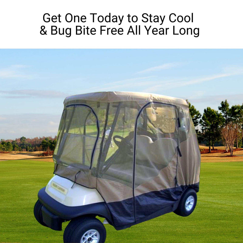 2 Passenger Golf Cart Mesh Driving Enclosure Cover with Mosquito Netting