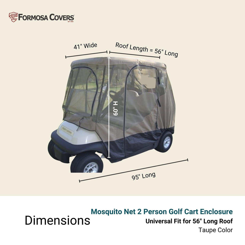 2 Passenger Golf Cart Mesh Driving Enclosure Cover with Mosquito Netting