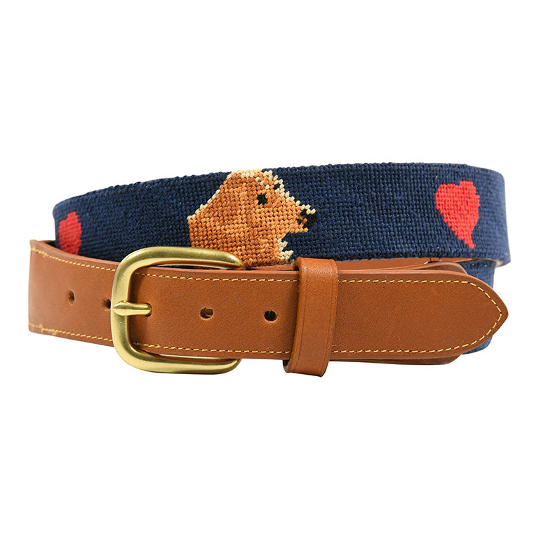 Golden Dog Hand-stitched Needlepoint Belt - Kids by Charleston Belt