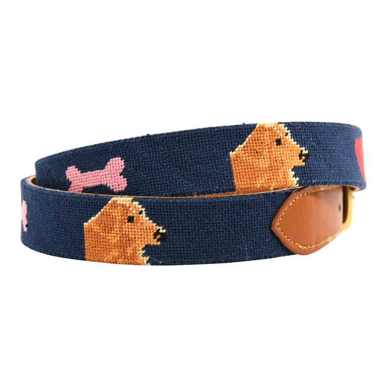 Golden Dog Hand-stitched Needlepoint Belt - Kids by Charleston Belt