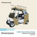 2 Passenger 3 Sides Golf Cart Driving Enclosure Cover Open Front Taupe