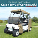 2 Passenger 3 Sides Golf Cart Driving Enclosure Cover Open Front Taupe