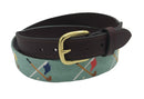 Golf Clubs and Flags Crossed Needlepoint Belt by Charleston Belt