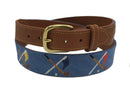 Golf Clubs and Flags Crossed Needlepoint Belt by Charleston Belt