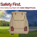 4 Seater Golf Cart Enclosure for 80 Inch Long Roof – Taupe Rain and Winter Driving Cover