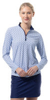 SanSoleil: Ladies Soltek Lux Long Sleeve Print Mock - 900621
