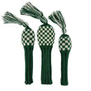 Sunfish: Knit Wool Headcover -Green and White Checkered (Driver, Fairway, Hybrid, or Set)
