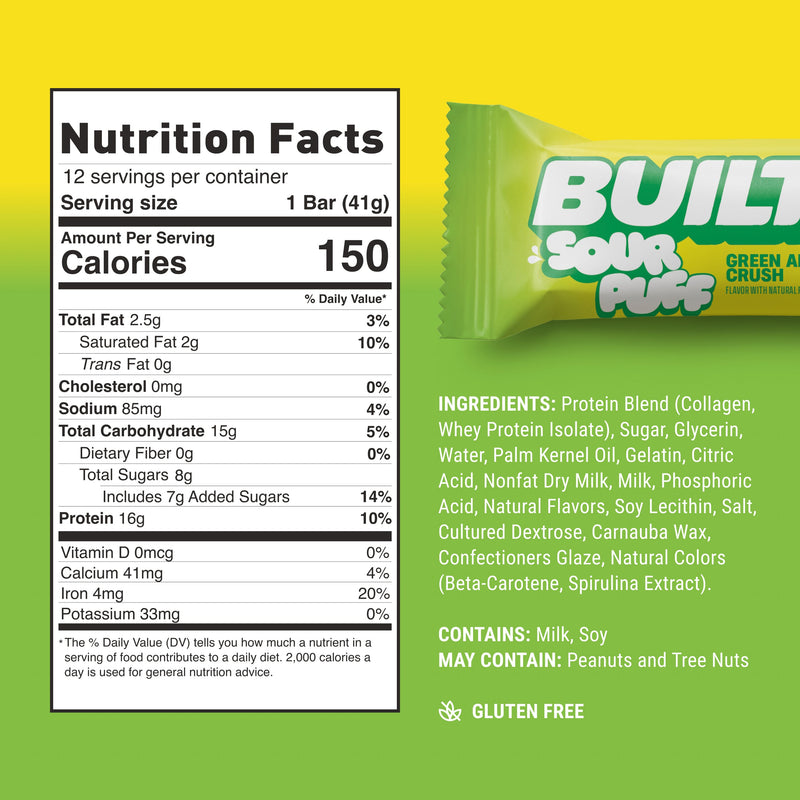 Green Apple Crush Protein Bars (Box of 12) by Built