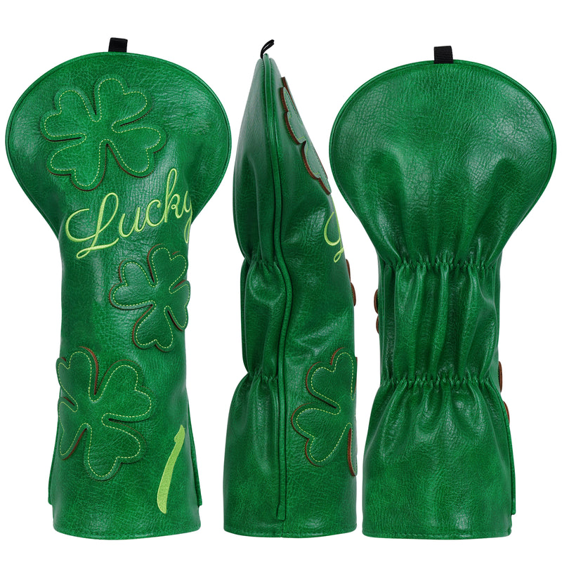 Green Lucky Four Leaf Clover Embroidered Driver Headcover