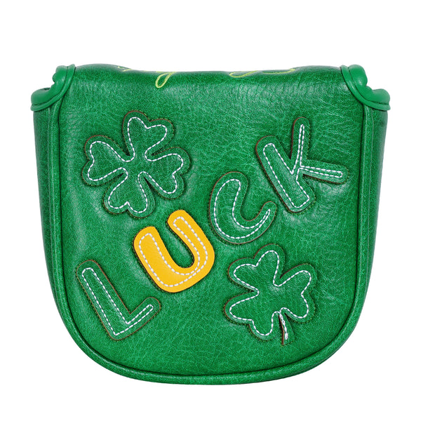 Green Lucky Four Leaf Clover Embroidered Mallet Putter Cover