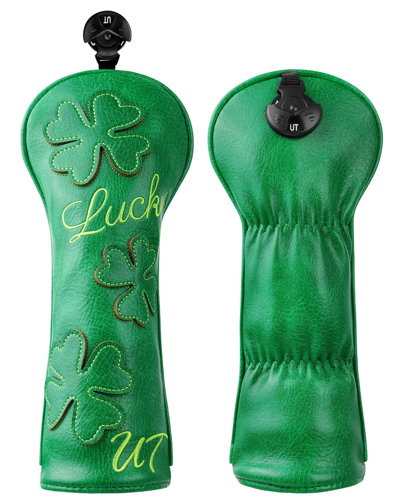 Green Lucky Four Leaf Clover Embroidered Hybrid Headcover