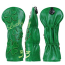 Green Lucky Four Leaf Clover Embroidered 3 Wood Headcover