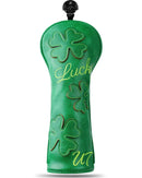 Green Lucky Four Leaf Clover Embroidered Hybrid Headcover
