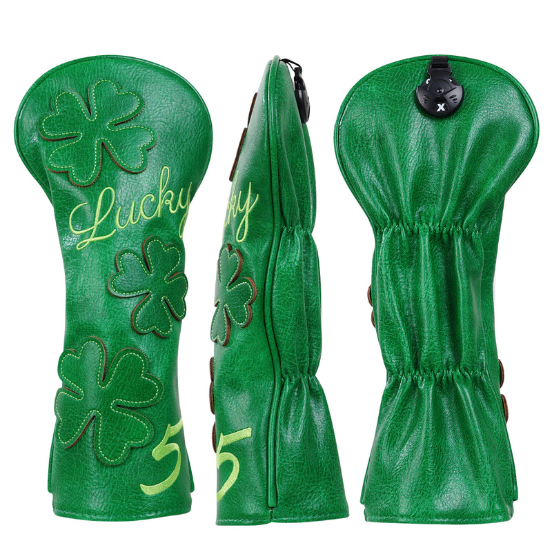 Green Lucky Four Leaf Clover Embroidered Hybrid Headcover